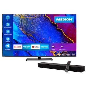 MEDION® LIFE® X15026 (MD 31946) LCD Smart TV, pantalla Ultra HD de 125,7 cm (50'') + Barra de sonido - pack oferta