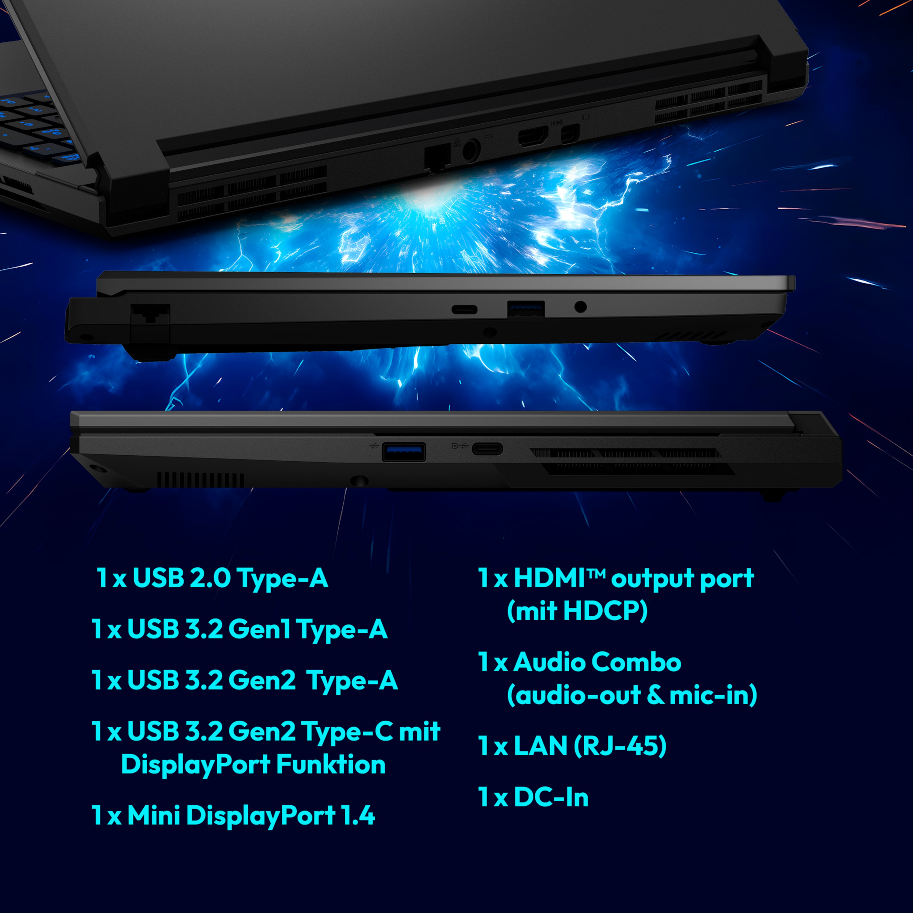 MEDION® ERAZER Defender 17 P1 Core Gaming Laptop, Intel® Core™ i7 13620H, Windows 11 Home, 43,9 cm (17,3") FHD Display mit 144 Hz, NVIDIA® GeForce RTX™ 5060, 2 TB SSD, 32 GB RAM