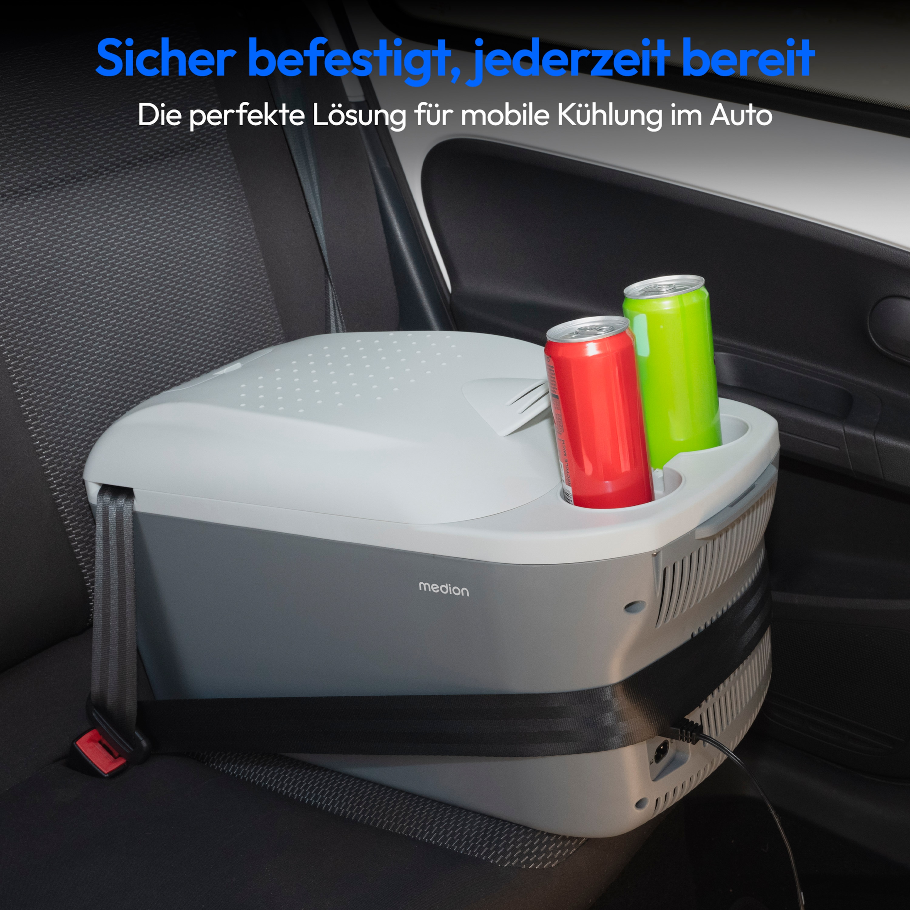 MEDION® LIFE Kühlbox mit Wärmefunktion MD13100, Kühl und Warmhaltefunktion, 16 L Kapazität, Tragegurt