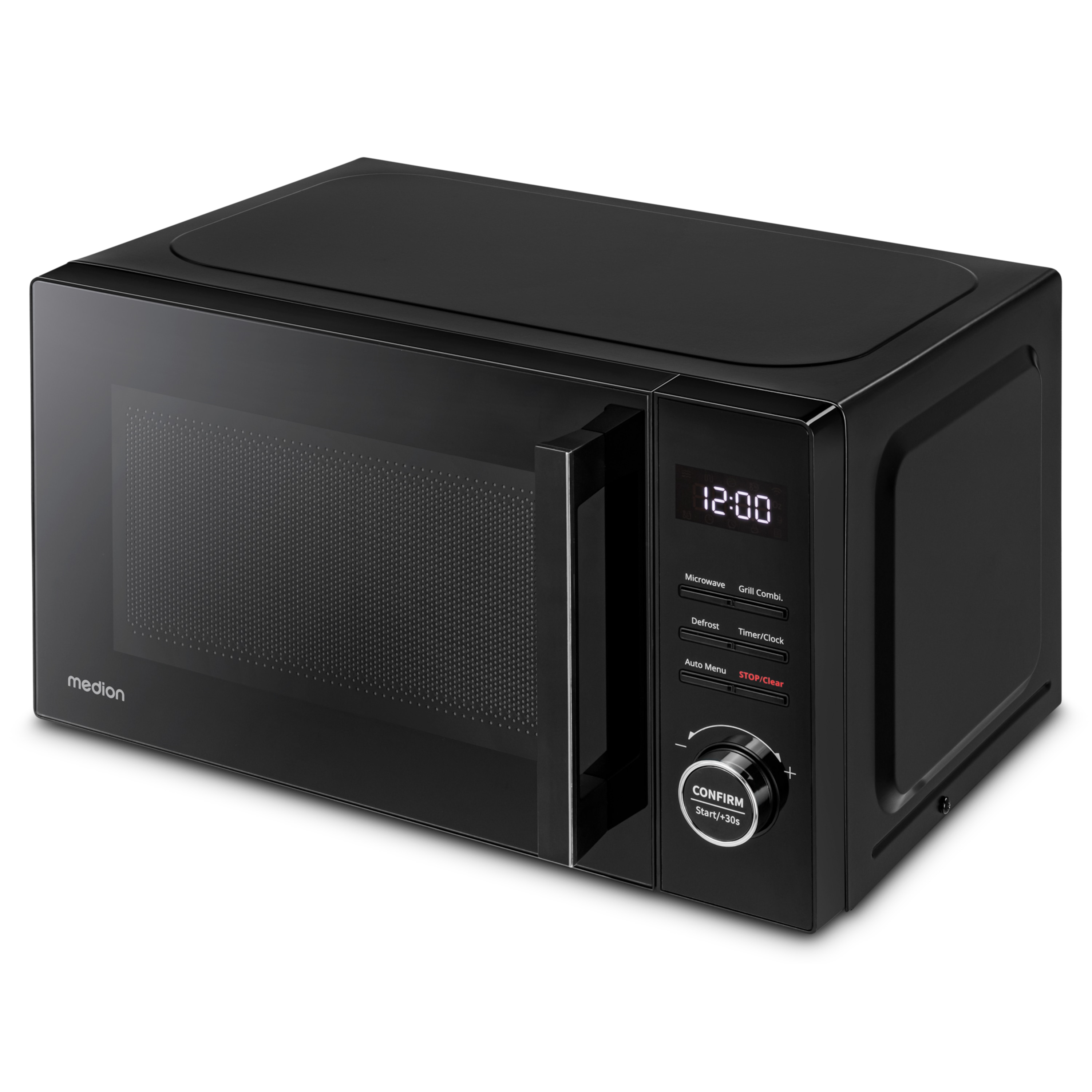MEDION® LIFE® 2 in 1 Mikrowelle MD12021, 800 Watt Mikrowellenleistung, 1000 Watt Grillleistung, 9 Automatikprogramme, 20 L Kapazität, 5 Leistungsstufen, digitaler 95 min. Timer, Auftaufunktion