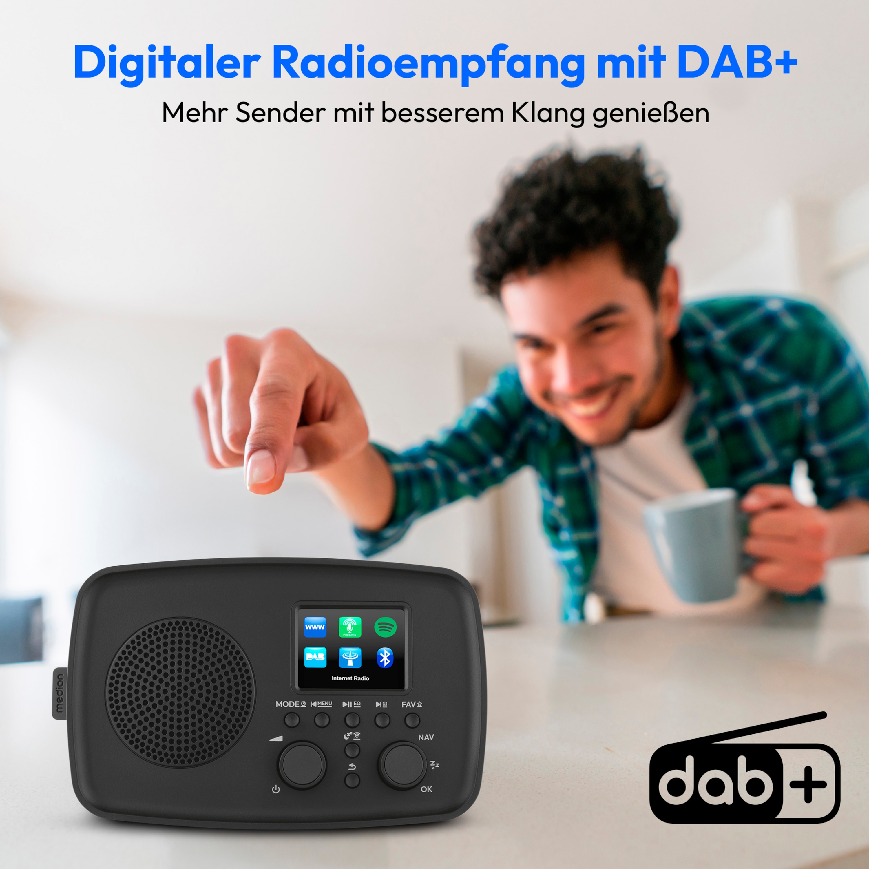 MEDION® MEDION LIFE Internetradio IRE-1 (MD89318), Empfang von über 40.000 Sendern & 20.000 Podcasts, 5 Watt (RMS), Bluetooth® 5.2 wireless technology, 2,4" (6,1 cm) TFT-Farbdisplay