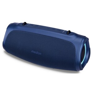 MEDION® LIFE P61746 Tragbarer Bluetooth® Lautsprecher M blau, Dual Illuminated (RGB-Lichteffekte), Bluetooth® 5.3, integrierter Akku mit bis zu 45 Stunden Laufzeit, robustes & mobiles Design, 2 x 15 W RMS