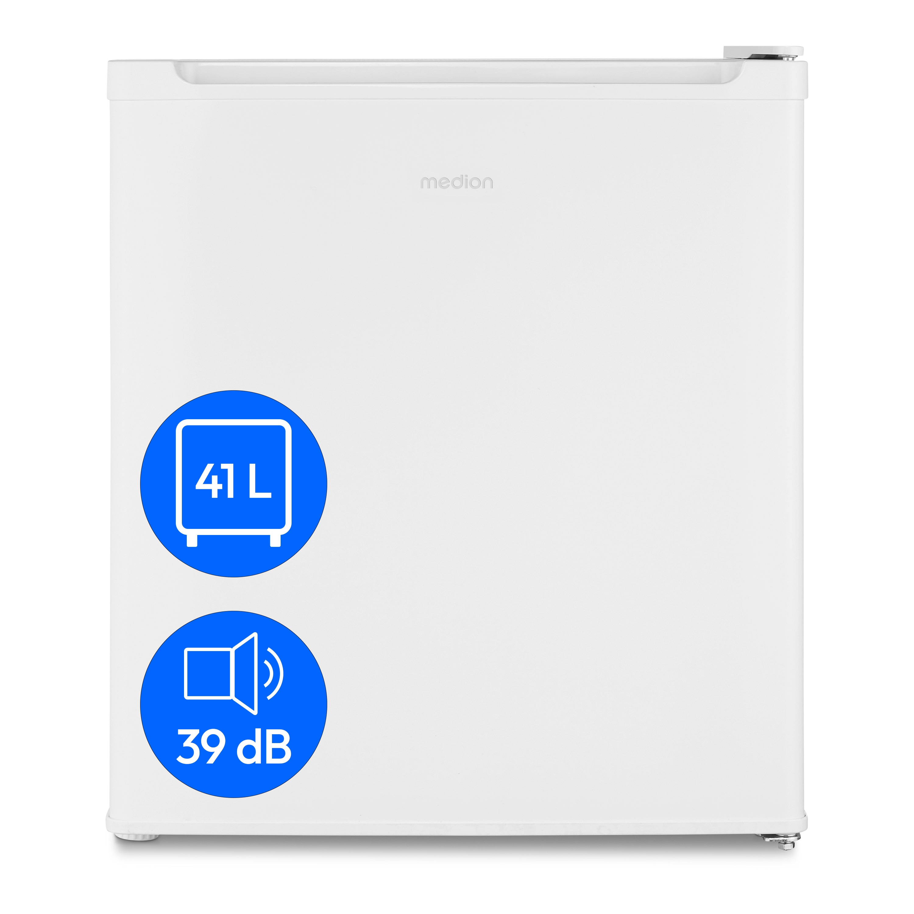 MEDION® LIFE® Mini-Kühlschrank MD 37724, 41 L Nutzinhalt, manuelle Temperatureinstellung, Geräuschpegel ca. 39 dB, eingelassener Türgriff