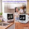 MEDION® LIFE Mini Geschirrspüler DWT20 (MD370764), silber, für 2 Maßgedecke, 6 Reinigungsprogramme, mit und ohne Wasseranschluss, Startzeitvorwahl